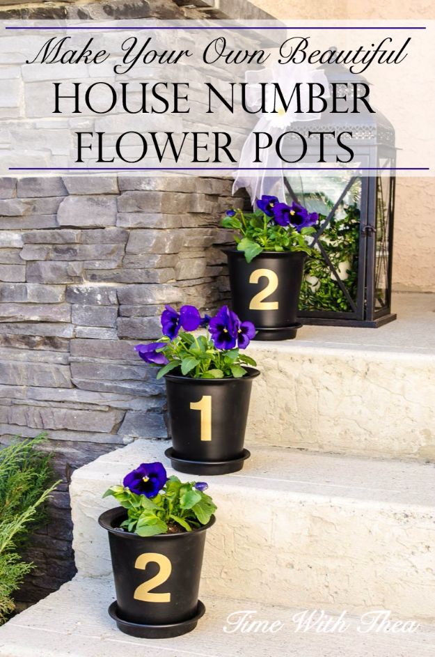 Beautiful House Number Flower Pots via timewiththea - Country Home Décor