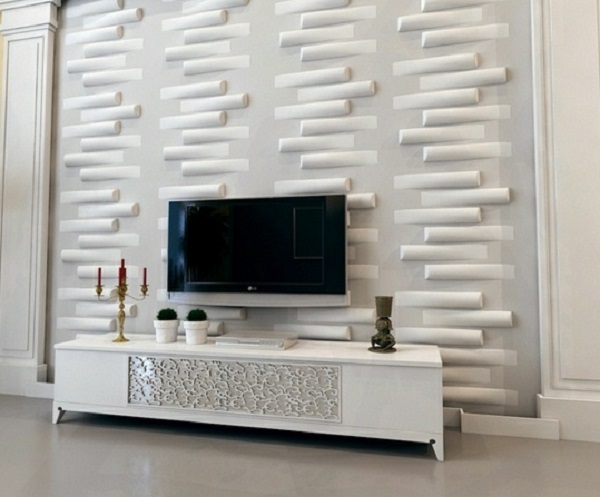 Beautifully decorated wall in white will cleverly be refreshed by black TV