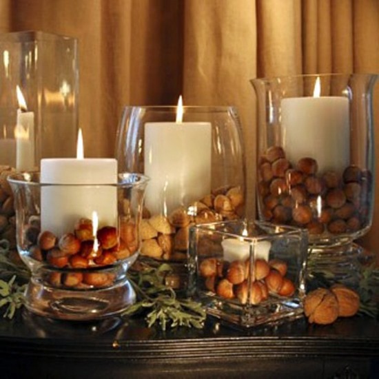 35+ Creative Thanksgiving Decorating Ideas 5 Candle Jars Thanksgiving Decor