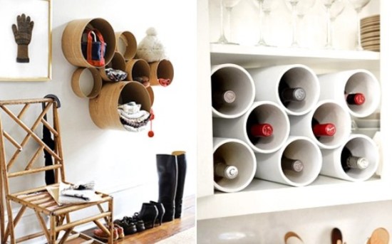 Cardboard Tube Wall Shelves