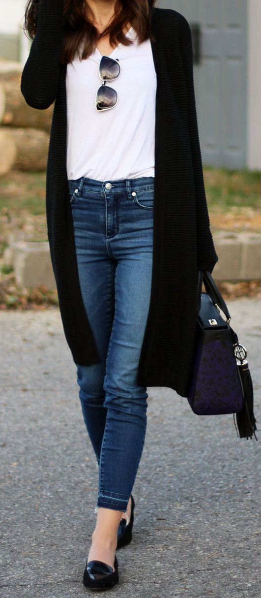 Casual Long Cardi & Loafers
