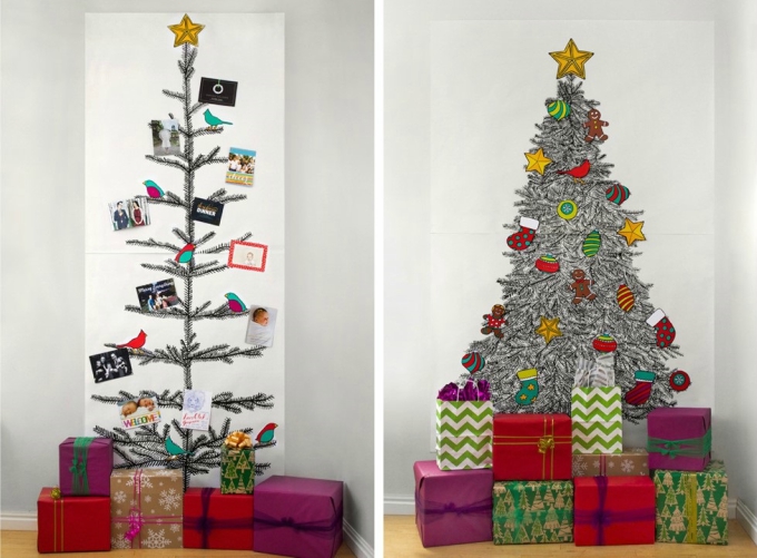 Christmas tree could be as easy as printing one out, complete with glue-on decorations