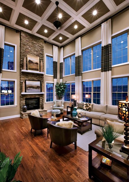 Coffered ceilings add charm and elegant appeal to the room.