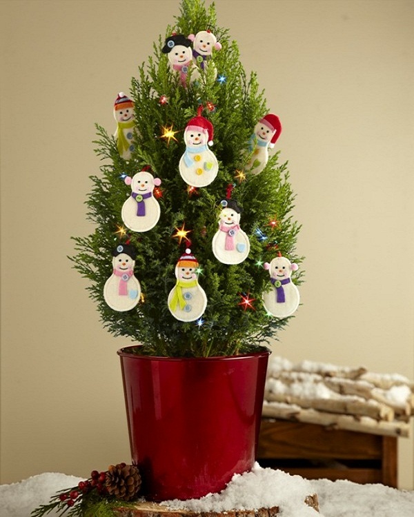 Colorful Snowmen On The Tree