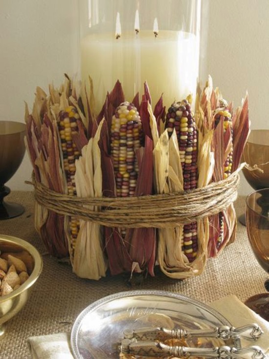 Corn Wrapped Candle Jar for Table Decor