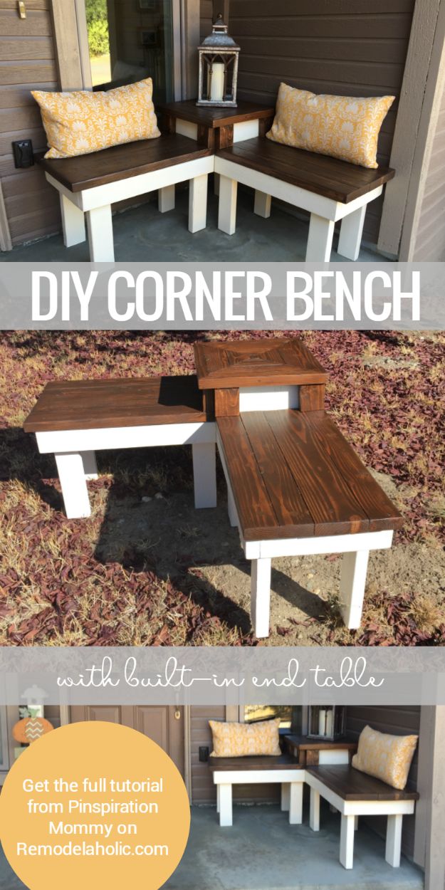 DIY Corner Bench With Built In Table via remodelaholic