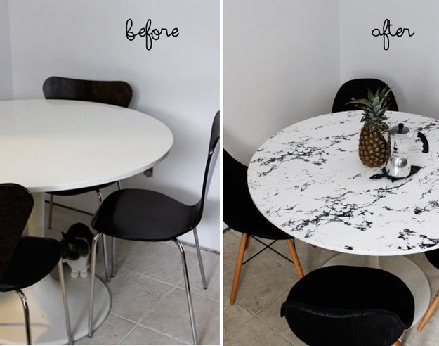 DIY Faux Marble Table Top from poppytalk
