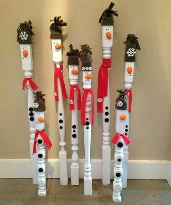 DIY Spindle Snowmen