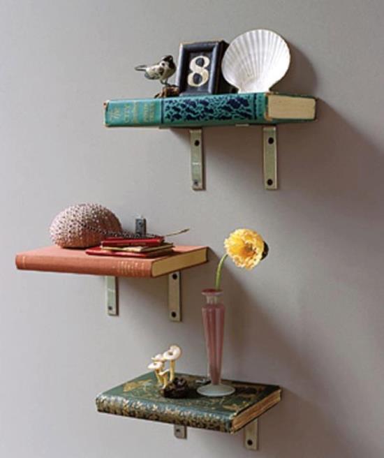 DIY Wall Shelf of Old Books