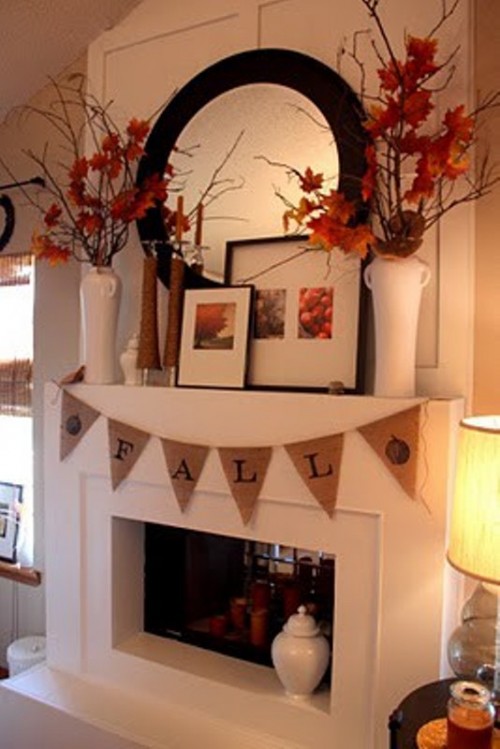 DIY burlap bunting is very easy to make but it'd add a very nice rustic touch to your mantel.