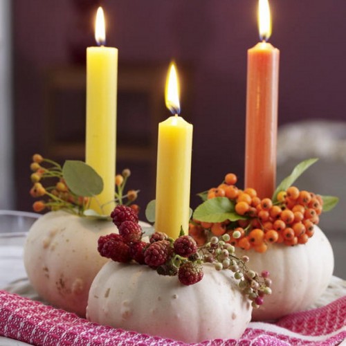 DIY pumpkin candle holders