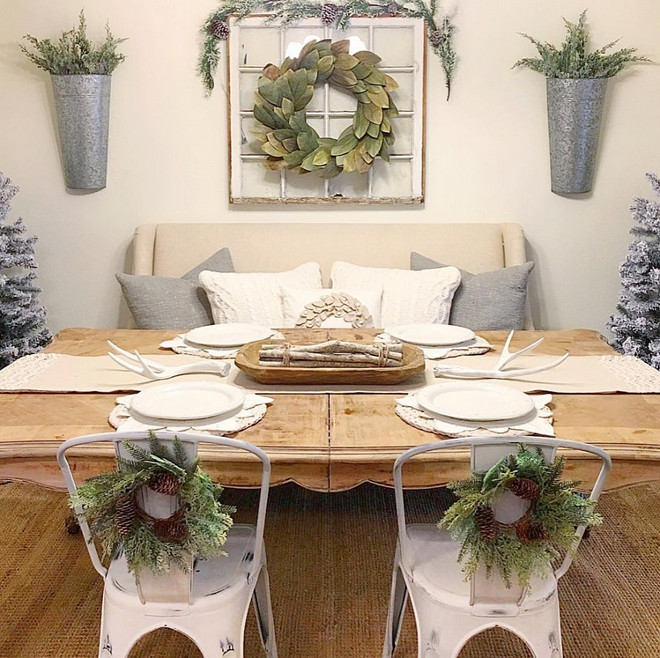 Farmhouse Dining Room Natural Christmas Decor