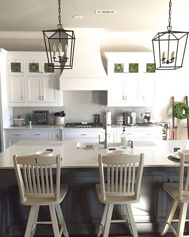 Farmhouse Kitchen Cabinet with Mini Wreaths