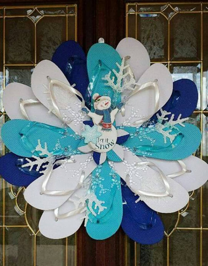 Flip Flop Snowman Wreath