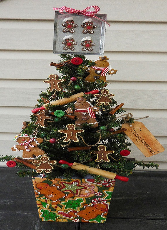 Gingerbread Decoration On A Small Christmas Tree