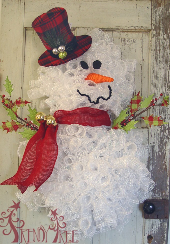 Homemade Snowman Wreath