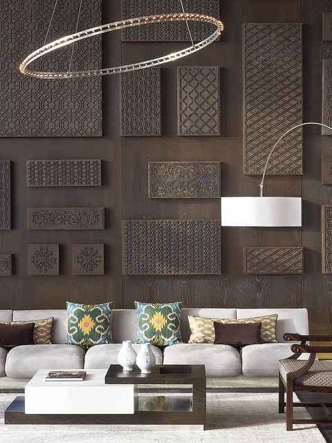 Minimal to highlight the intricately carved wall feature