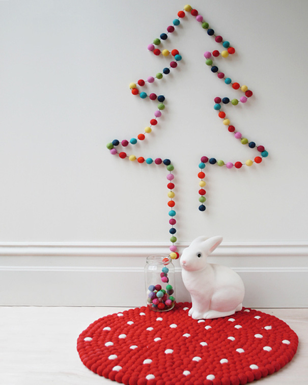 Multi-coloured Wool Balls Christmas Tree