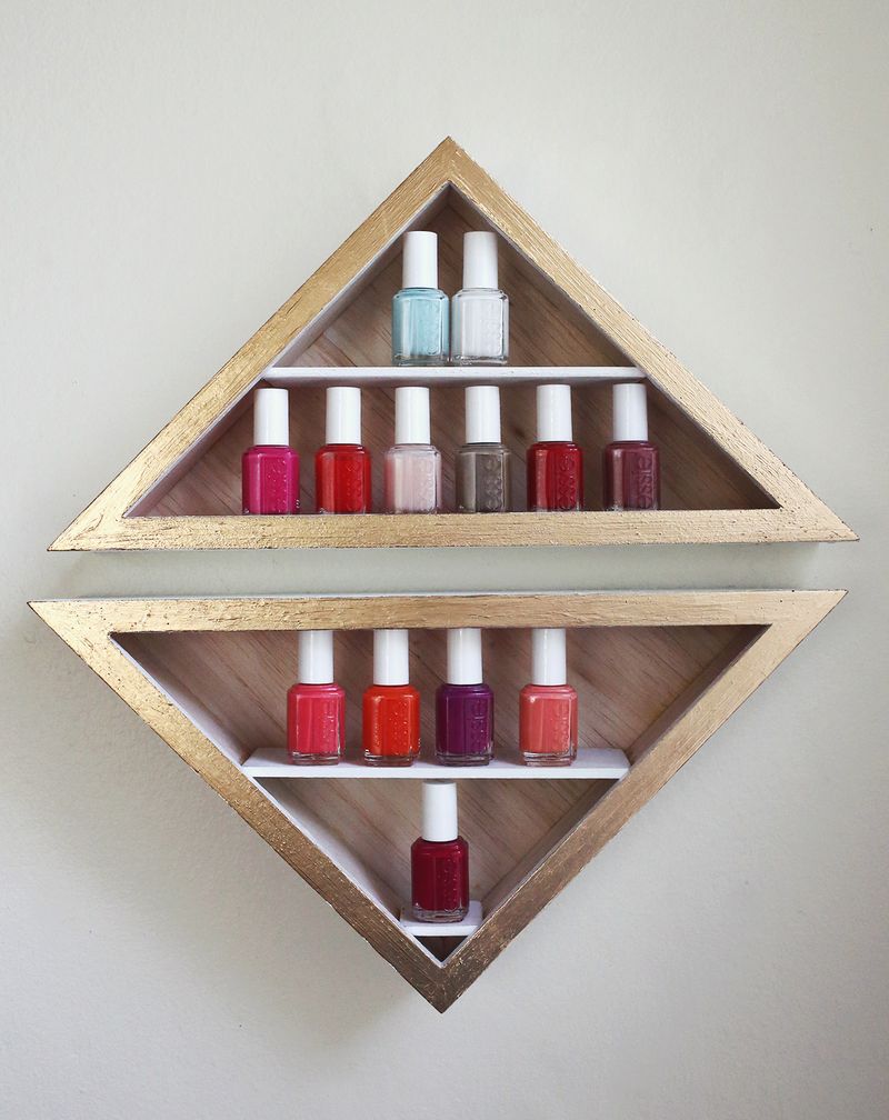 Nail Polish Shelves Check out A Beautiful Mess to learn how to make