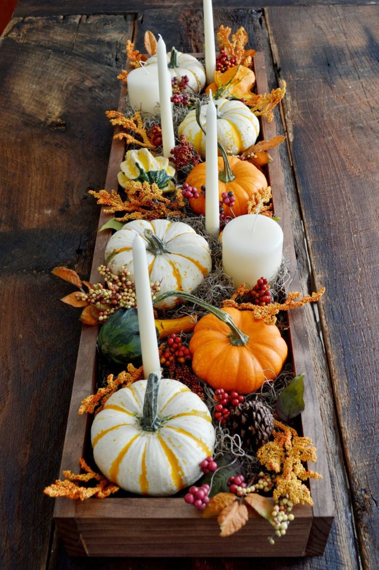 Old wooden boards could become a beautiful rustic box you can fill with all these fall goodness.
