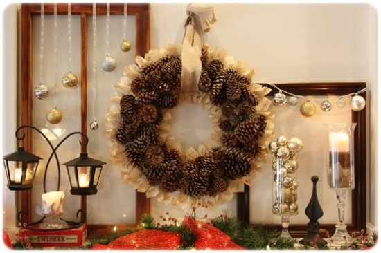 Pine Cone and Corn Husk Thanksgiving Wreath