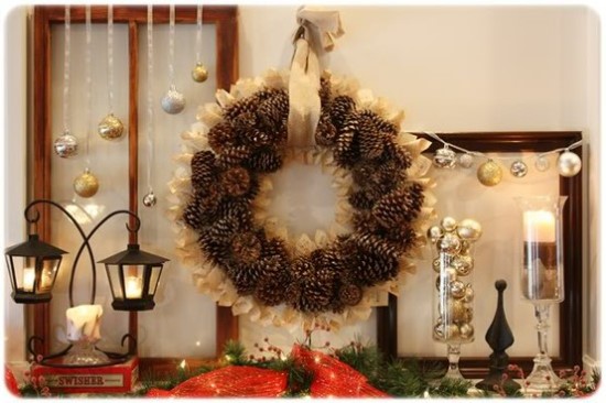 35+ Creative Thanksgiving Decorating Ideas 21 Pine Cone and Corn Husk Thanksgiving Wreath