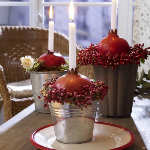 Pomegranate votives are easy to craft glowing and smelling centerpieces.