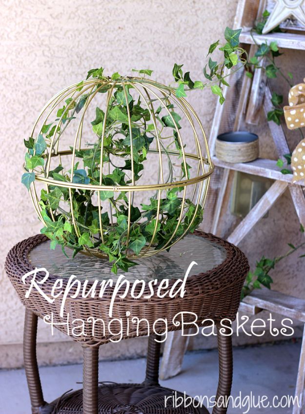 Repurposed Hanging Garden Baskets via ribbonsandglue
