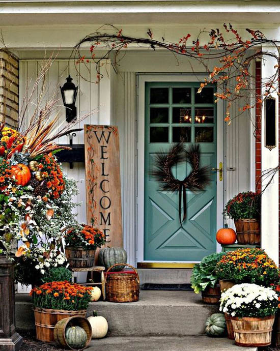 Rustic Fall Front Porch Decoration