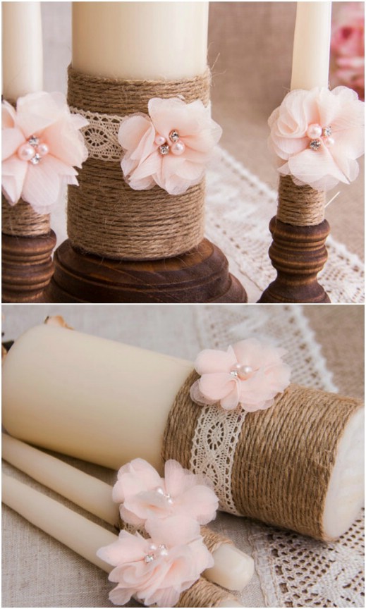 Rustic Twine And Lace Unity Candle via etsy