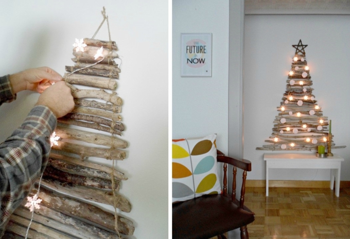 Rustic stick christmas tree design