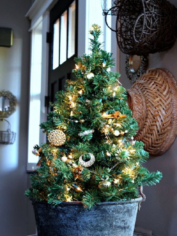 Small Christmas Tree In An Iron Pot