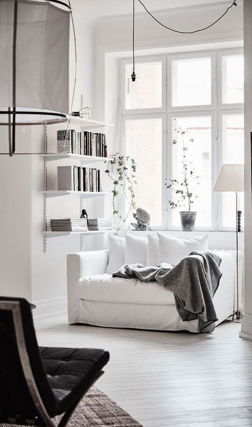 Spacious White Scandinavian Apartment With Black Details