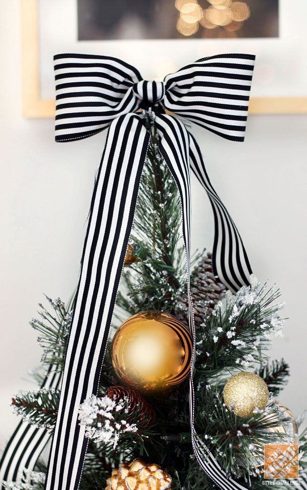 Striped Bow Tree Topper
