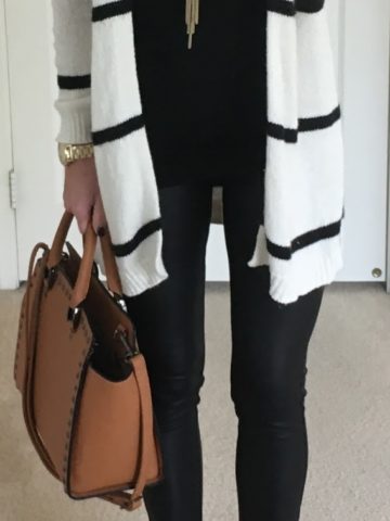 Striped Cardigan + Scuba Leggings