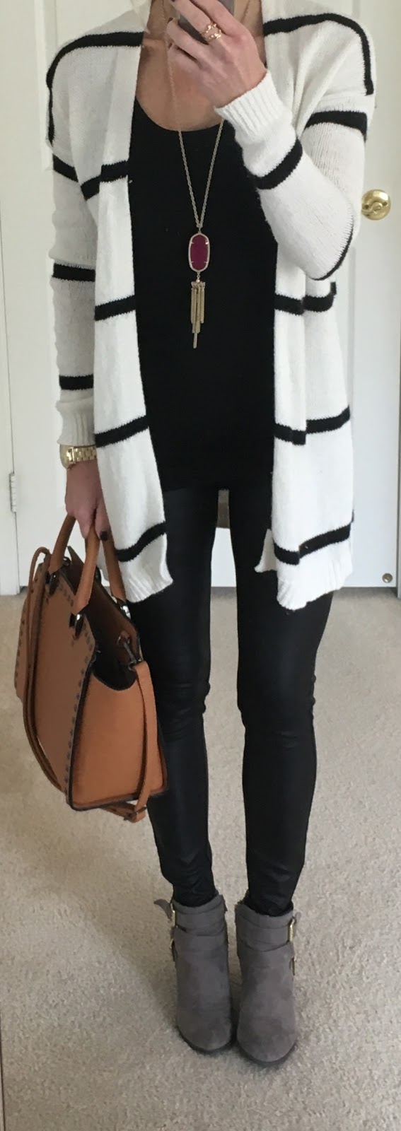 Striped Cardigan + Scuba Leggings