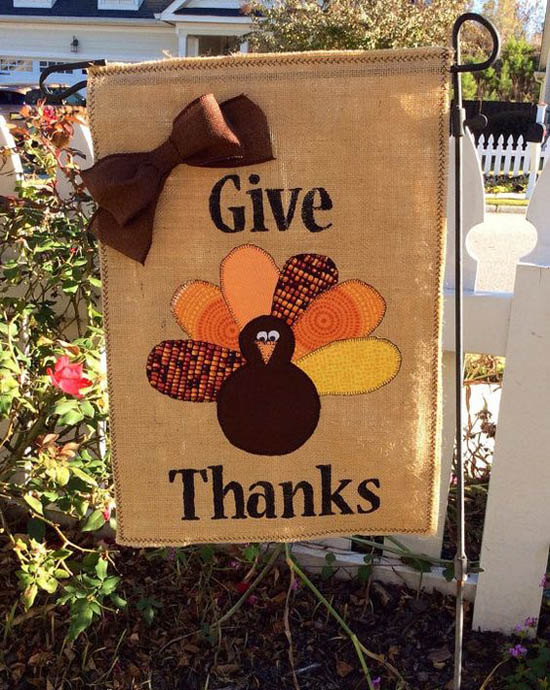 Thanksgiving Burlap Garden Flag