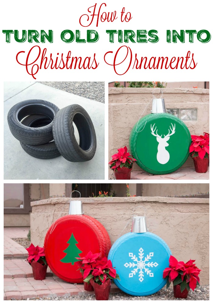 Turn Old Tires into Giant Christmas Ornaments