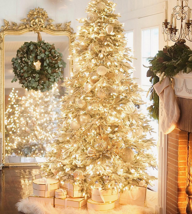 Warm white light frosted Christmas Tree