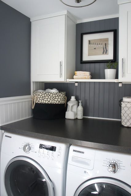 White and Grey Laundry Room