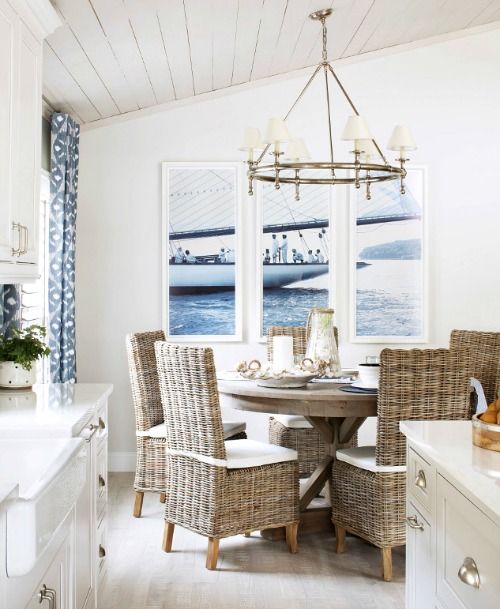 Wicker chairs, round dining table