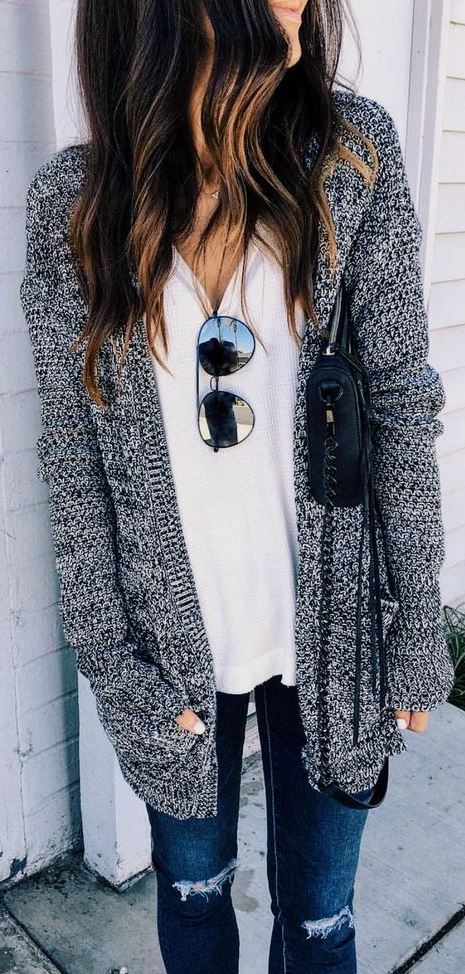 bag + top + cardigan + rips