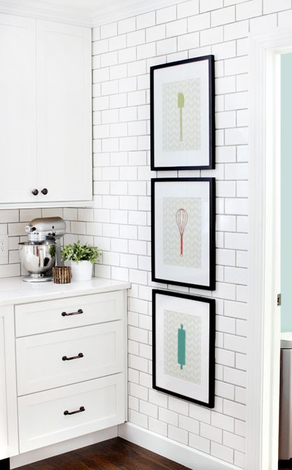 creative touch to your kitchen with some modern wall art.