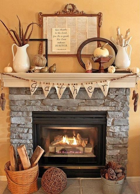rustic addition to a fireplace's decor