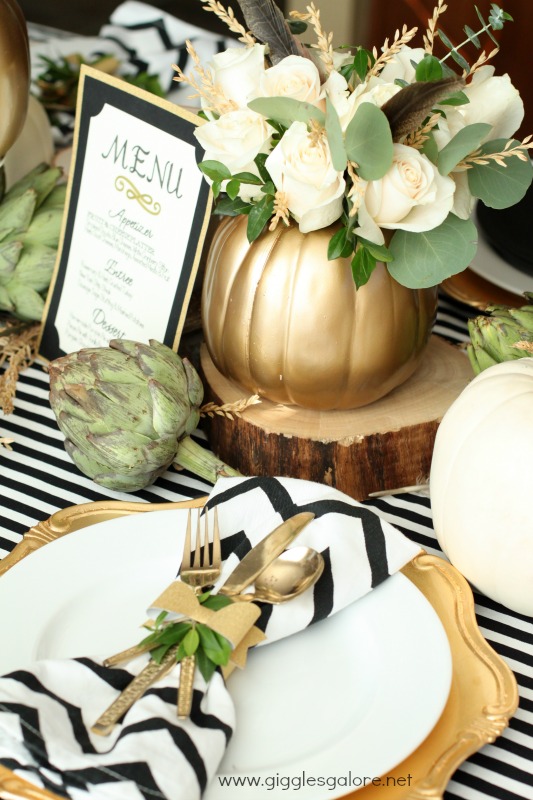 spray paint your pumpkins in gold