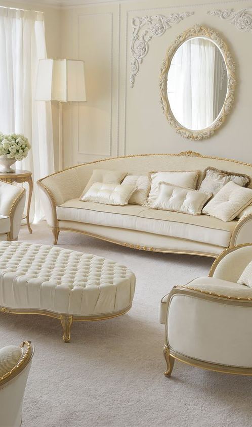 white classic living room decor idea