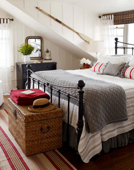 Bedroom has a Lot of Textural Elements that give it Character and Charm