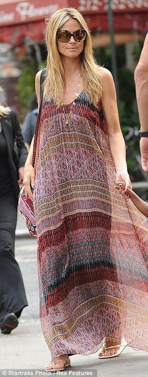 Heidi Klum in a bohemian flowy maxi dress