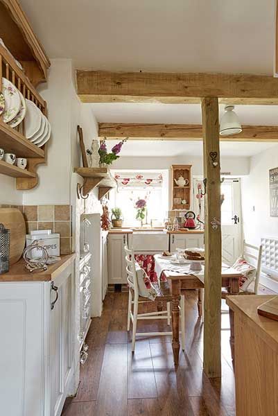 Stone Cottage Country Kitchen with Wooden Beams