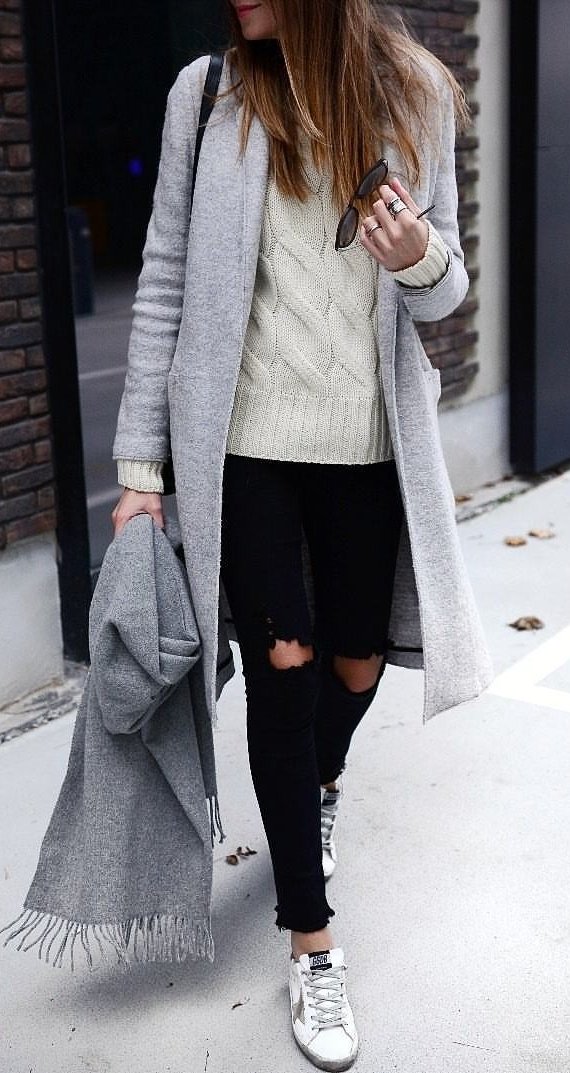 gray long-sleeves cardigan